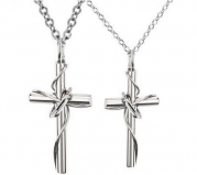 Couple Titanium Necklace Set Lingering Love Cross Love Valentine, Packed with a Gift Box