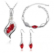Platinum-plated Fashion Jewelry Set with Imported Crystal Element (CF-1083-S01)