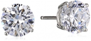 Platinum Plated Sterling Silver Round Cubic Zirconia Studs (4 cttw)