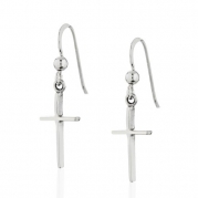 925 Sterling Silver 925 Thin Line Cross Dangle Earrings, Christian Jewelry for Girls, Teens , Women