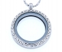 Round Crystal Necklace Floating Charm Locket with Bamboo Chain