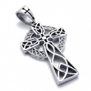 24 KONOV Jewelry Stainless Steel Irish Knot Celtic Cross Mens Womens Necklace Pendant 24 inch Chain