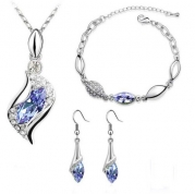 Platinum-plated Fashion Jewelry Set with Imported Crystal Element (CF-1083-S10)