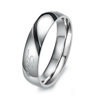 Men's Real Love Heart Stainless Steel Band Ring Valentine Love Couples Wedding Engagement Promise Size8