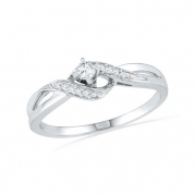 10KT White Gold Round Diamond Twisted Promise Ring (0.12 cttw)