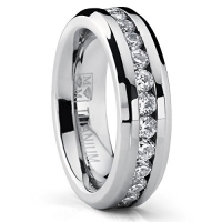 6MM Ladies Eternity Titanium Ring Wedding Band with CZ size 4