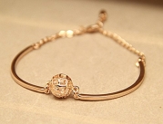 Tq Hollow Beads Rhinestone Bracelet Rose Gold