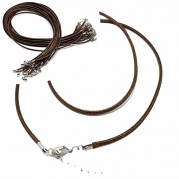Rockin Beads Brand, 20 Imitation Leather Cord Necklaces Mocha Brown 18 Inch with Extension Chain and Lobster Claw Clasp