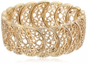 1928 Jewelry Vintage Lace Gold-Tone Half-Circle Filigree Stretch Bracelet, 7