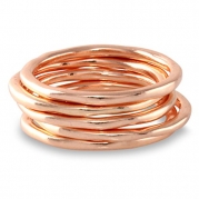 Hammered Polished Rose Gold Tone Customizable Five Stacking Rings Set