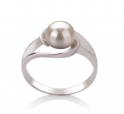 PearlsOnly Clare White 6.0-6.5mm AAA Freshwater Sterling Silver Cultured Pearl Ring Ring-Size-5