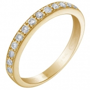 14K Yellow Gold Diamond Wedding Band With Miligrain Setting (1/4 CT) In Size 5