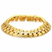 MoAndy Jewellery Plated 18K Gold Men's Fashion Link Bracelet Vintage Golden Length 18.5CM Width 1.2CM