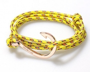 VIRGINSTONE Rose Gold Plated Round Hook Bracelets on Colorful Nylon Ropes (Yellow)