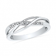 Sterling Silver Round Diamond Fashion Ring (1/20 cttw)