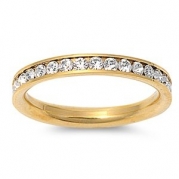 STR-0023 316L Gold IP Stainless Steel Eternity CZ Wedding Band Ring 3mm Sz 3-10; Comes With FREE Gift Box (7)