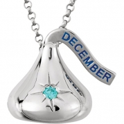 Sterling Silver 925 HERSHEY'S KISSES® December Imitation Birthstone CZ Necklace with 18 Chain
