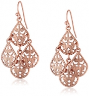 1928 Jewelry Rose Gold-Tone Filigree Drop Wire Earrings