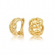 Bling Jewelry Gold Plated Celtic Knot Half Hoop Clip On Earrings
