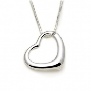 PammyJ Silvertone Open Floating Heart Charm Pendant Necklace