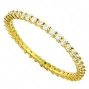 Stackable Eternity Ring Clear CZ Yellow Gold Plated Sterling Silver 1.5MM Size 5