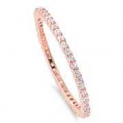 Sterling Silver 1.5MM Rose Gold Plated Eternity Cz Ring (Size 4 - 10) - Size 4