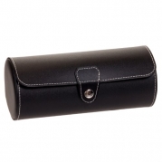 Cuff Crazy Faux Leather 3 Watch Storage Watch Box (Black)