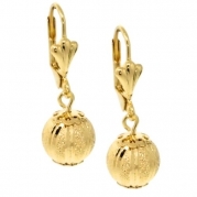 Stunning 1-1/4 Dangle Spheres Gold Plated Lever-Back Earrings
