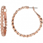 Rose Gold Tone Big Hoop Earrings with Crystal Accents Classic and Chic
