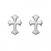 Stainless Steel Florentine Cross Stud Earrings