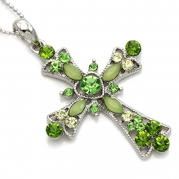 Light Green Christian Cross Heart Shape Pendant Necklace Chain Charm Fashion Jewelry