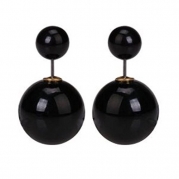 Vivan's Shop® Double Sided Faux Pearl Bubble Fashion Pearl Stud Earrings Designer Celebrity Inspired Earrings Gold / Cream