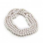 FACILLA® Long White Round Glass Faux Pearl Ball Beads Necklace HOT