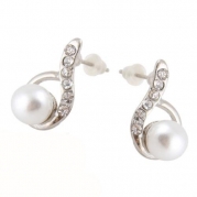New Trendy Arc-Shaped Lovely Water Droplets Imitation Pearl Ear Hammer Earrings