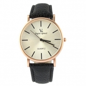 YouYouPifa Fashion Leather Strap Unisex Quartz Wrist Watch Casual Watch (Black & White)