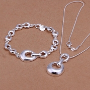 CY-Buity European Style Ring Necklace Delicate Shining Horseshoe Pendant 925 Silver Plated Jewelry Set Nice Gift for Girls