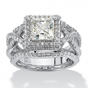 3 Piece 2.82 TCW Princess-Cut Cubic Zirconia Bridal Ring Set in Platinum over Sterling Silver