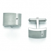 Titanium Brushed and Polished Clear CZ Cufflinks