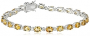 18k Yellow Gold Plated Sterling Silver Two-Tone Citrine Tennis Bracelet, 7.25