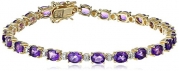 18k Yellow Gold Plated Sterling Silver Two-Tone African Amethyst Tennis Bracelet, 7.25