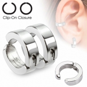 U2U Pair of 316L Surgical Stainless Steel Non-Piercing Clip On Round Earrings (Colors Optional) (Steel)