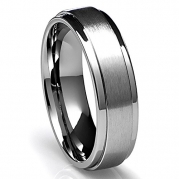 6MM Titanium Ring Wedding Band with Flat Brushed Top and Polished Finish Edges [Size 6]
