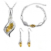 Platinum-plated Fashion Jewelry Set with Imported Crystal Element (CF-1083-S05)