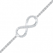 Sterling Silver Round Diamond Infinity Bracelet (1/10 Cttw)