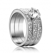Yoursfs Fashion 18k White Gold Plated Love Rings Use Austrian Crystal Trinity Rhinestone Engagement Ring (9)