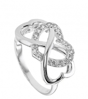 .925 Sterling Silver Diamond Color Cubic Zirconia Two in One Infinity and Heart (6)