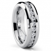 6MM Ladies Eternity Titanium Ring Wedding Band with CZ size 4.5