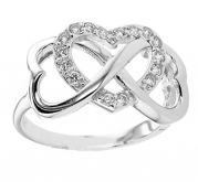 .925 Sterling Silver Diamond Color Cubic Zirconia Two in One Infinity and Heart (4)