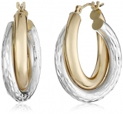 Bonded 14k Yellow Gold and Sterling Silver Two-Tone Hoop Earrings