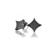 Bling Jewelry Simulated Onyx CZ Kite Micro Pave Mens Stud Earrings 7mm 925 Sterling Silver